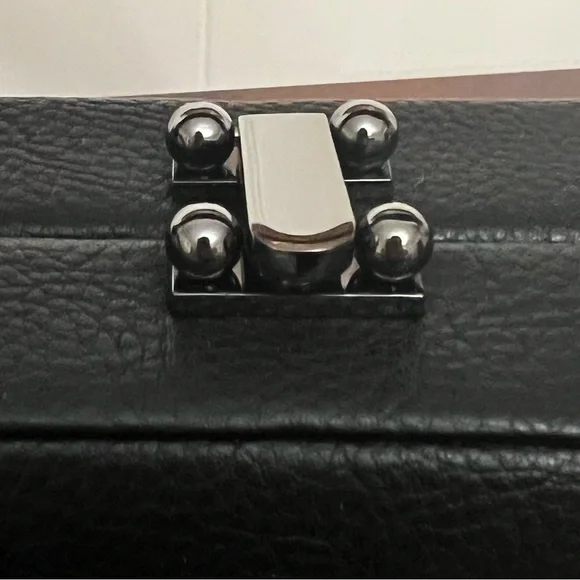 Nasty Gal Black faux leather embroidered Butterfly Flowers studs Crossbody Purse - Picture 9 of 12